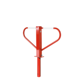 Car-park barrier foldable | with triangular lock | self-engaging lock | for casting in concretewith welded-on ground anchor,approx. 300 mm below ground | hot-dip galvanized and white coated withred reflecting stripes